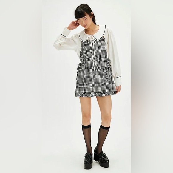 FREE PEOPLE CHRISSIE SKIRTALL MINI OVERALL DRESS PLAID XS FESTIVAL ANTHRO ASOS - Picture 3 of 11
